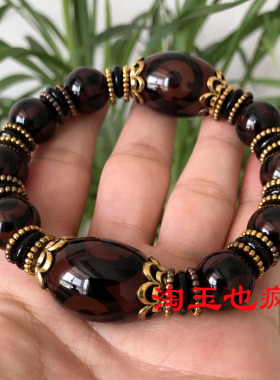 天然西藏天珠真品三眼天珠手串男士女士转运珠玛瑙原石手链护身符