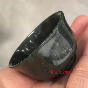 青玉杯茶碗玉杯酒杯天然新疆和田玉茶杯主人功夫茶杯个人高档单杯