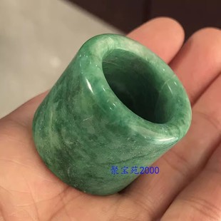 翡翠色指环天然玉石扳指戒指环男款天然缅甸干青铁龙生祖母绿扳指