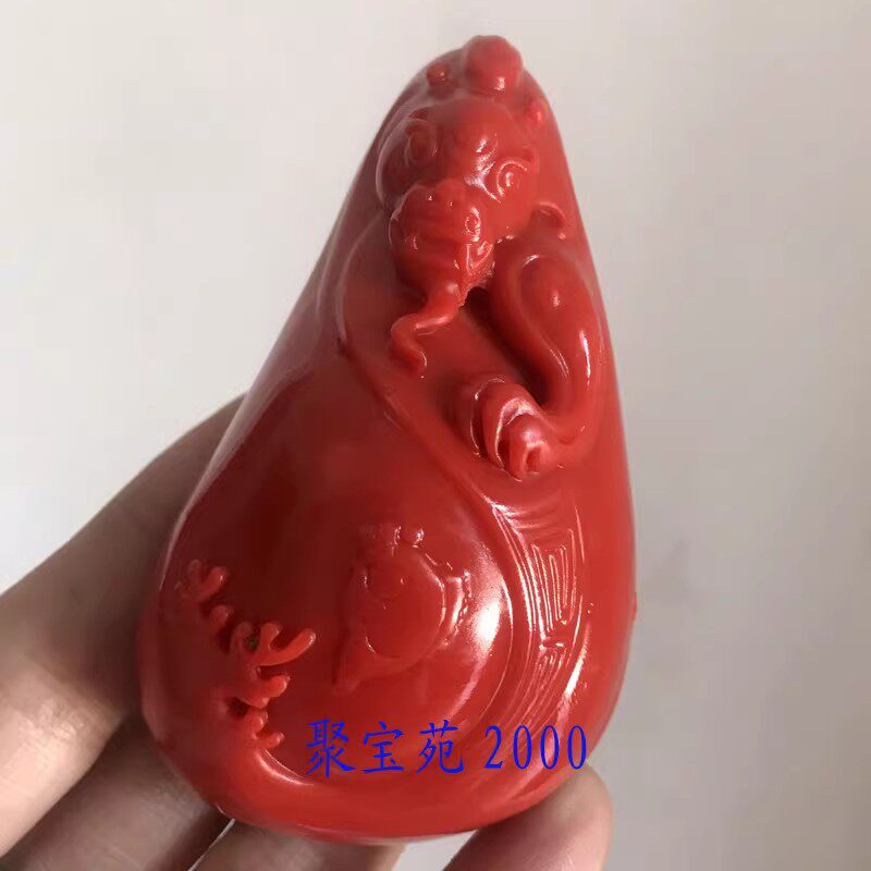 玉石南红仿古貔貅神兽把玩件男女仿天然保山南红玛瑙貔貅手把件