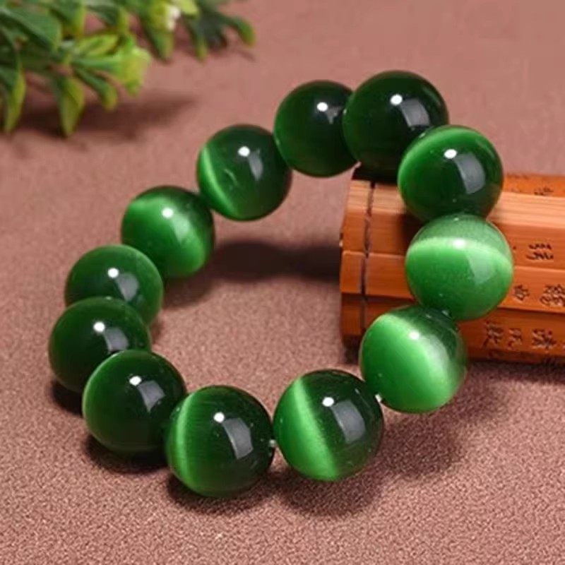 天然绿玉髓猫眼圆珠子手串男女玛瑙水晶手饰仿新疆和田玉单圈手链,珠宝/钻石/翡翠,手饰,淘宝优惠券,粉丝福利购,淘宝优惠卷