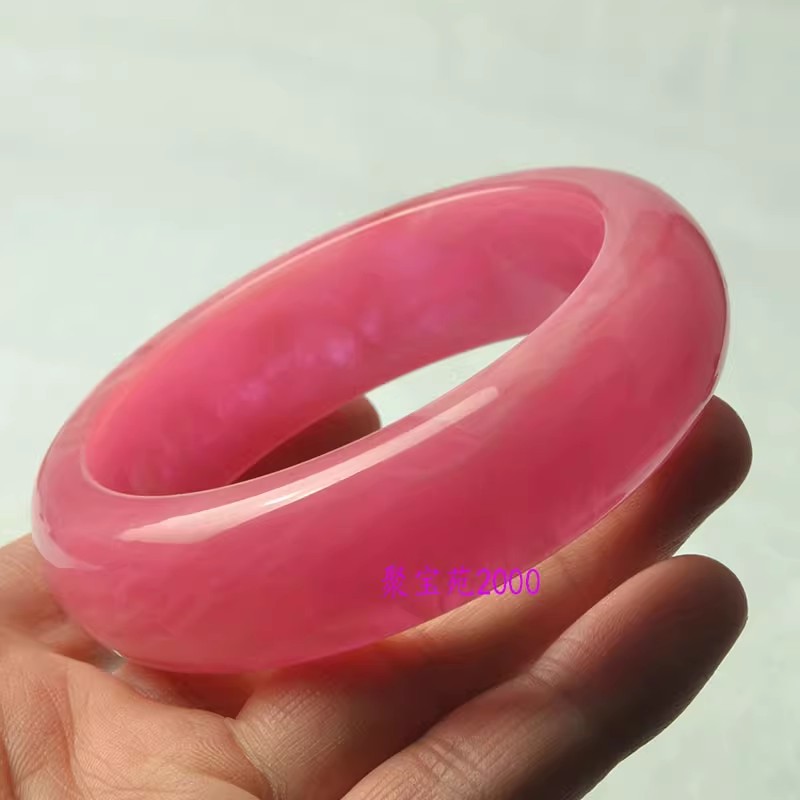 粉色琥珀女情侣送妈妈女朋友礼物饰品仿天然飘花樱桃粉老蜜蜡手镯