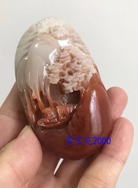 糖玉文玩把玩籽玉盘玩件仿玉石风景把件新疆和田玉精雕山水手把件