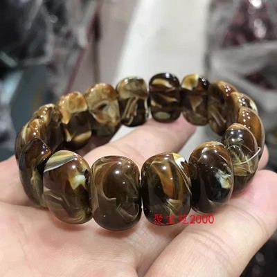 缅甸根珀手串黑色琥珀蜜蜡妖花溶洞蜜老蜜手排男女款手链文玩手饰