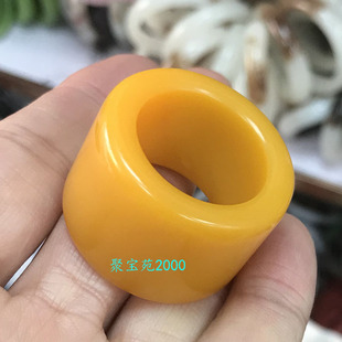 新疆金丝黄玉扳指戈壁玉石指环戒指手饰礼品黄龙玉扳指男士玉扳指