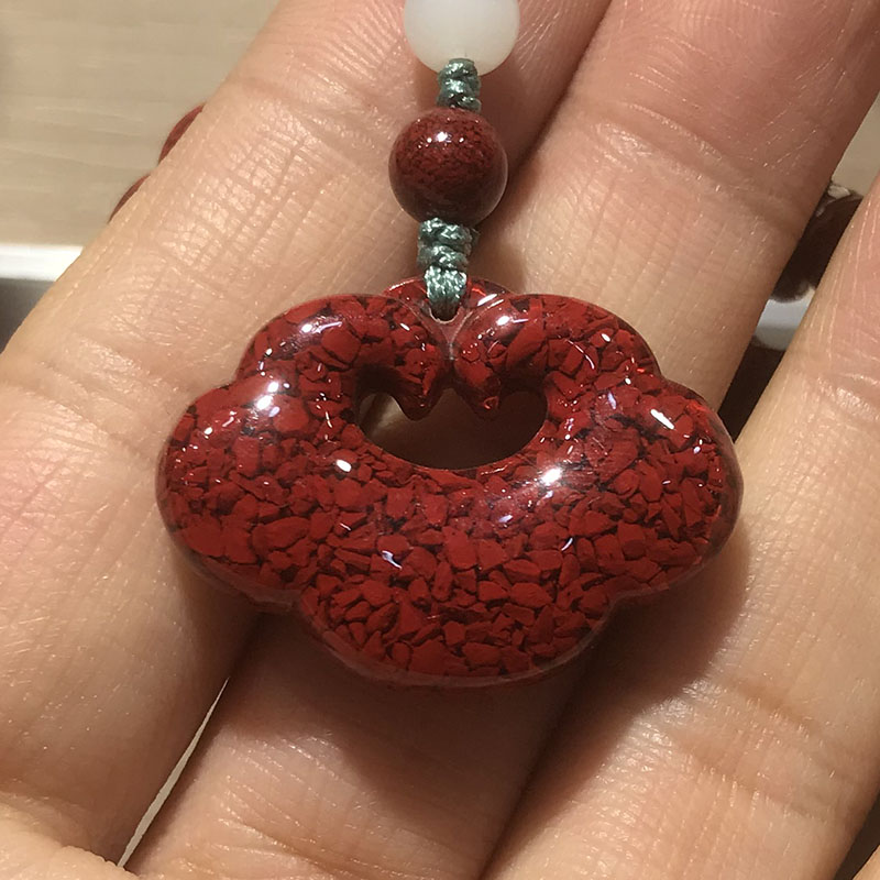 原矿紫金砂晶体砂祥云锁平安扣朱砂如意锁本命年护身符吊坠钥匙扣