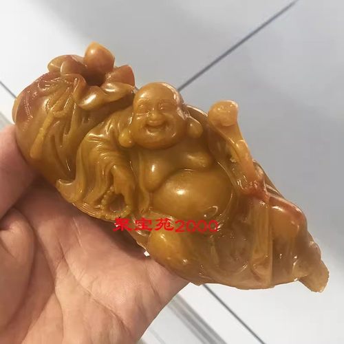 黄玉聚宝盆笑佛车饰招财逍遥大肚佛仿黄龙玉钱袋如意弥勒佛摆件