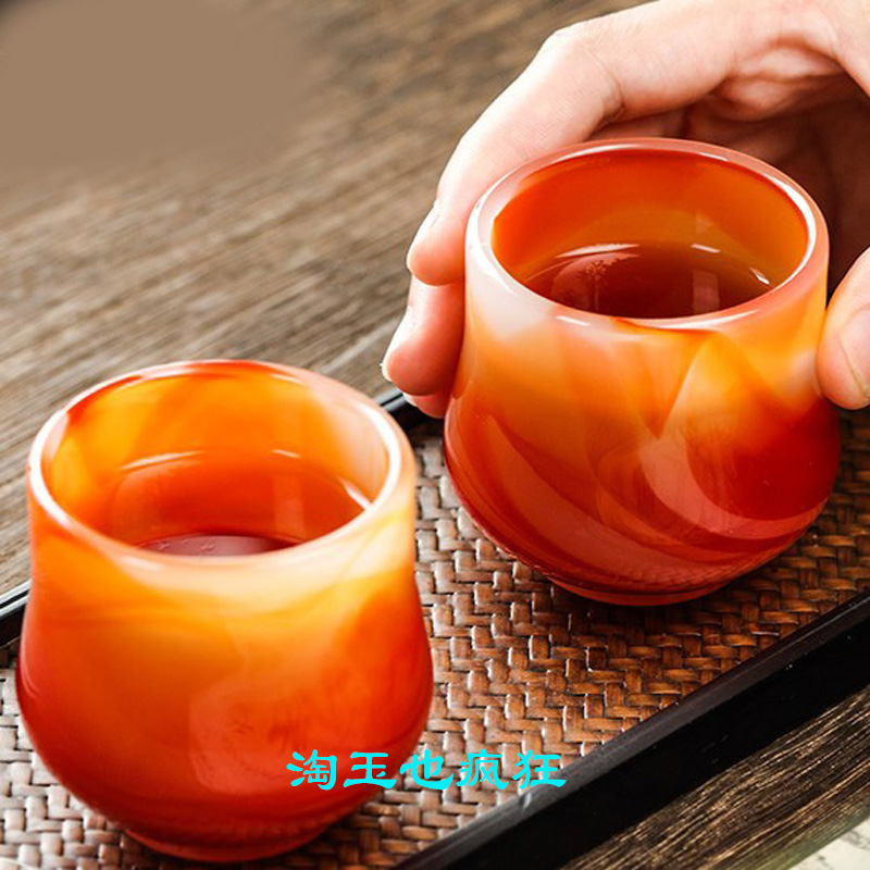 仿玉石建盏主人杯功夫茶杯酒具茶盏玛瑙玉茶具玉瓷茶杯琉璃茗品杯