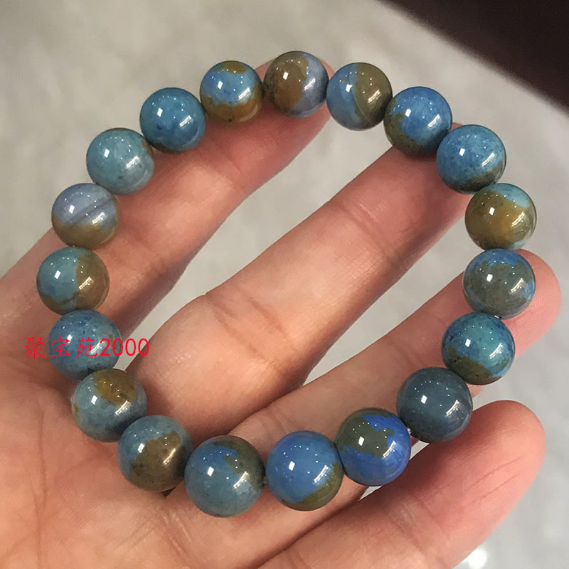 绿松石色108颗佛珠项链时尚妈妈链玉手链原矿地球蓝玛瑙圆珠手串