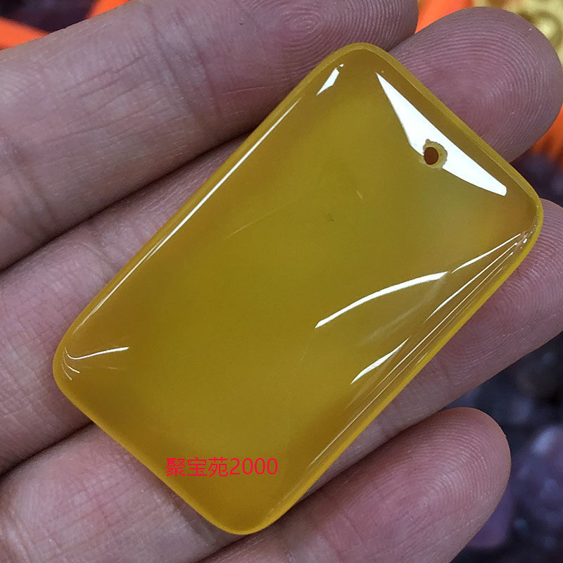 天然玛瑙玉石面包牌子男女士黄龙玉项链玉坠黄玉髓平安无事牌吊坠