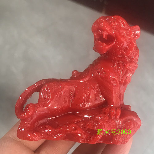 仿南红玛瑙十二生肖虎摆饰桌面吉祥动物爱车摆饰寿山石老虎小摆件