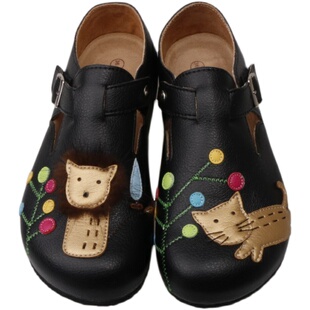 Merablle圆头单鞋平底卡通软木勃肯包鞋春秋舒适软底宽松