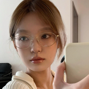 韩系金丝眼镜框女气质高级感金色可配近视镜片卡琳同款椭圆形超轻