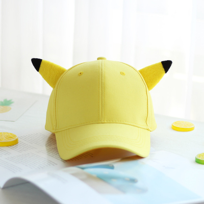 可爱纯棉羊毛毡皮卡丘鸭舌帽子