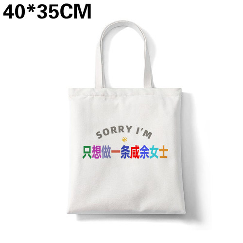多巴胺sorry只想做一条咸余女士游刃有余帆布包姓氏谐音通勤定制