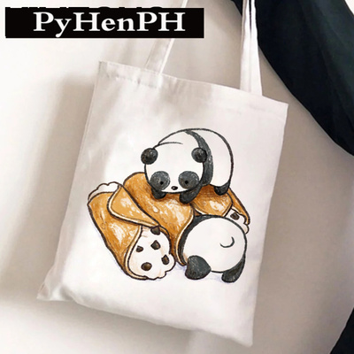 卡通熊猫学生单肩帆布包