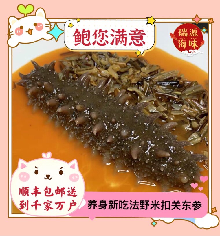 即食海参鲍汁野米扣辽参北海六排刺海参酒楼会所私房菜古