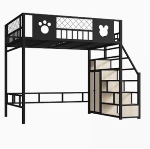 铁艺高架床多功能省空间上床下桌阁楼床小户型单上层双人床铁架床