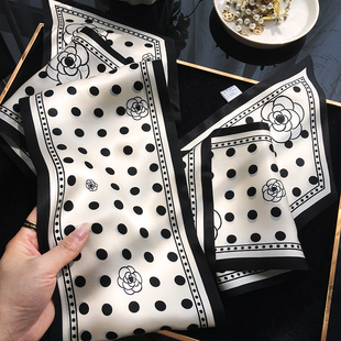 显气质 时尚 双层双面真丝飘带领巾长条丝巾围巾女 100%桑蚕丝