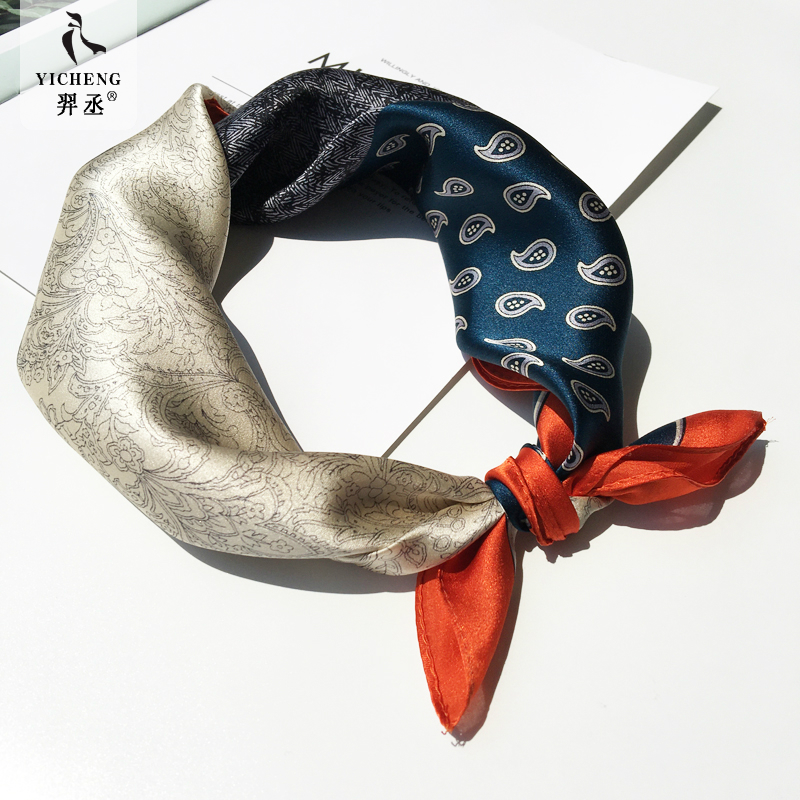 时尚点缀美物100%桑蚕丝小方巾系脖高级感春夏装饰真丝丝巾围巾女