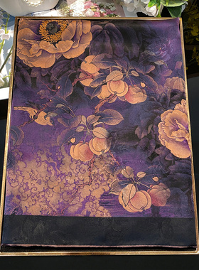 【姚黄魏紫】香云纱花罗提花真丝长巾中国风高端送礼蚕丝丝巾披肩