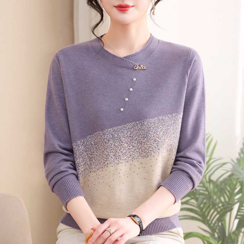 专柜新款秋季针织打底衫上衣中老年女薄款内搭小衫妈妈春秋装时尚