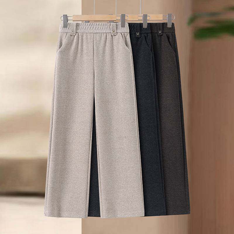 专柜品牌中老年休闲裤子中年妈妈春装气质百搭长裤中年女装修身显