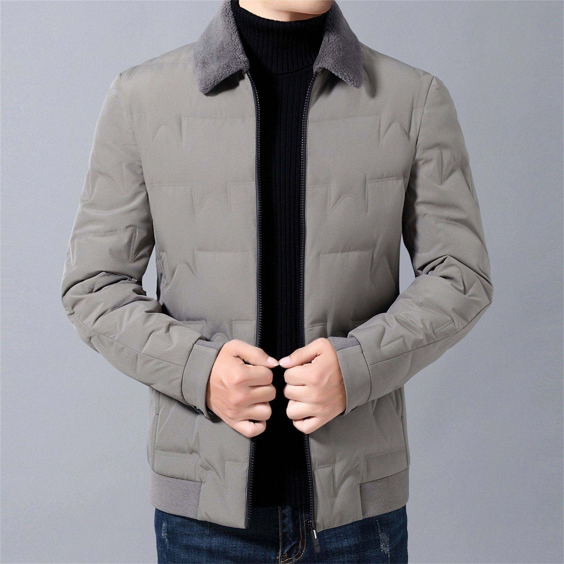 专柜品质2025冬季新款中年男士翻领羽绒服时尚休闲加厚保暖外套衣