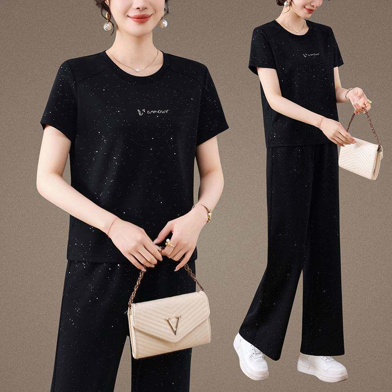 专柜品牌休闲运动套装女2026新款夏季洋气妈妈时尚减龄显瘦短袖长