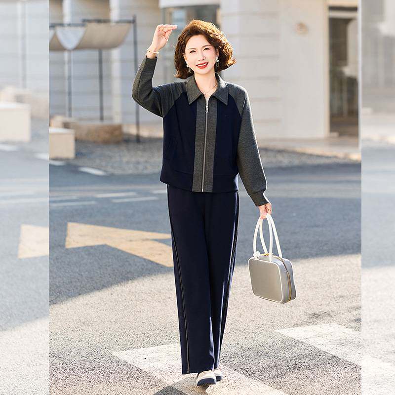 专柜品牌妈妈2026新款端庄大气开衫春装卫衣休闲套装中老年人女装