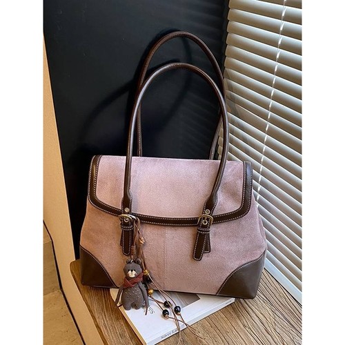 专柜品质复古撞色单肩包包女2025新款韩国小众公文包大容量时尚通