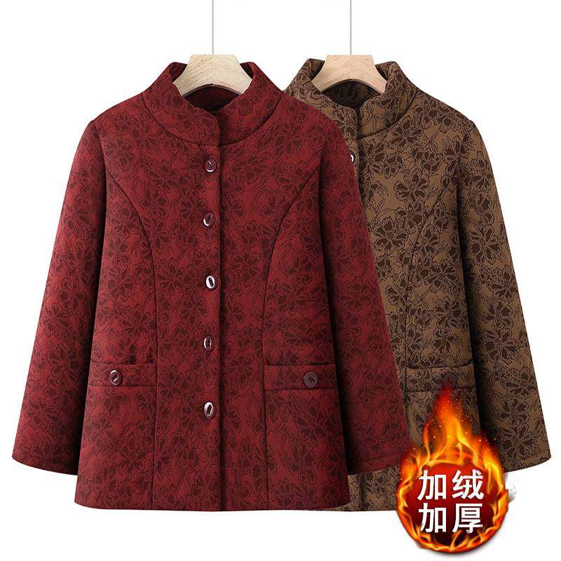 专柜品质中老年人棉袄女奶奶冬装加绒加厚气质棉衣妈妈外套秋冬季
