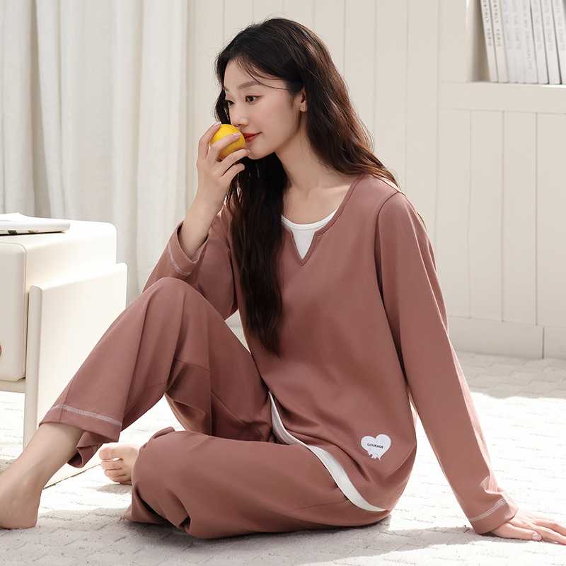 专柜莫代尔睡衣女春秋季秋款薄款长袖长裤棉绸家居服夏天可外穿套