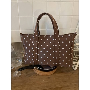 专柜品质秋冬新款 黑白波点外出托特 街头潮流百搭单肩包大容量时尚