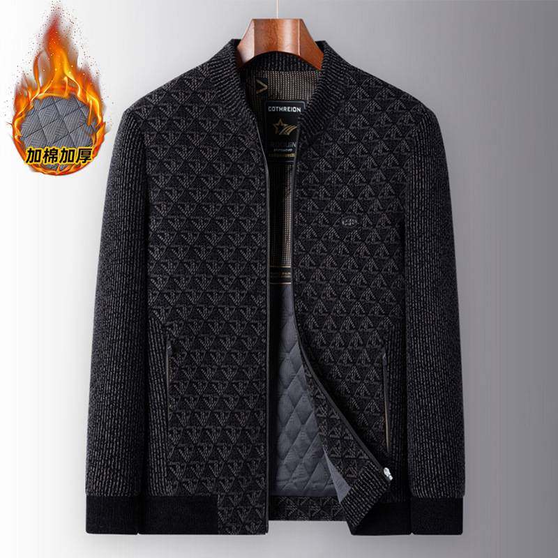 专柜品质【】中老年男士夹克外套百搭上衣休闲爸爸外套雪尼尔加棉