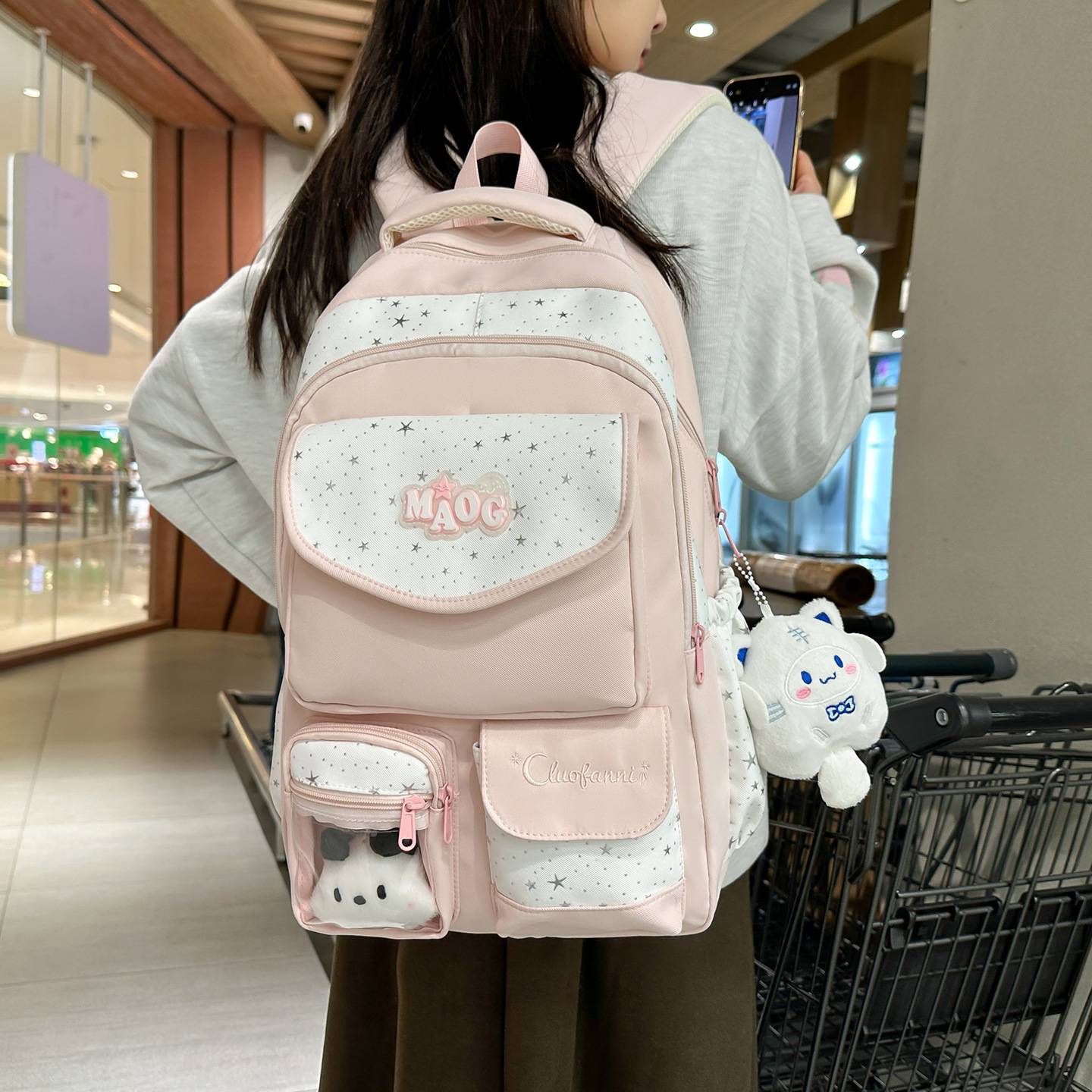 专柜高颜值韩版双肩包女学生大容量轻便书包可爱卡通痛包初高中背