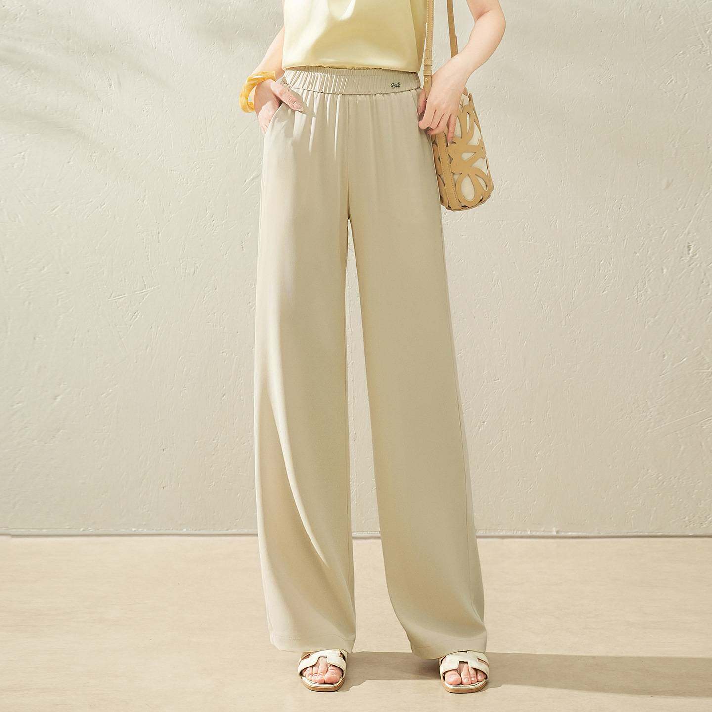 专柜品牌小个子西装窄版阔腿裤女2026夏季薄款直筒裤垂感显高宽松