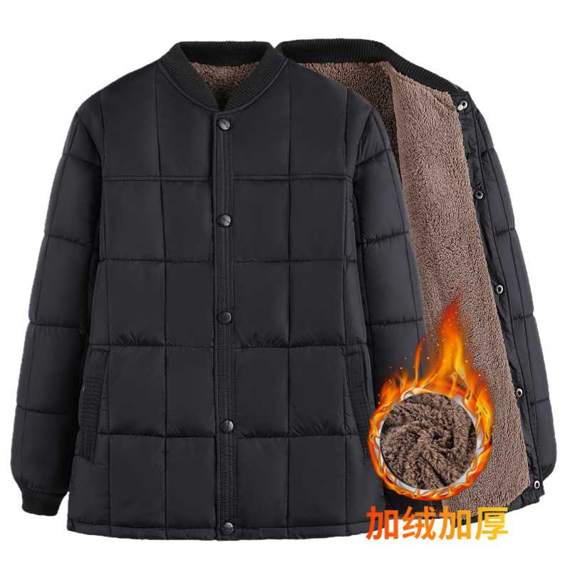 专柜中老年人宽松休闲棉服爸爸装保暖内胆冬款小棉袄爷爷加绒加厚