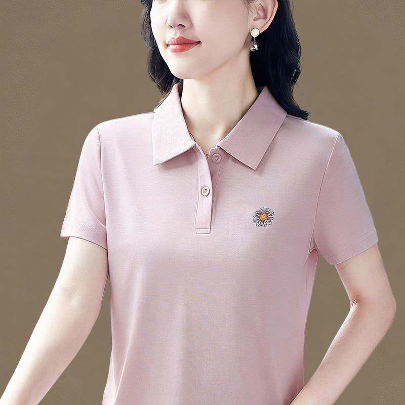 专柜品牌2026 新款女装短袖 POLO 衫女单 T 休闲运动风宽松显瘦翻