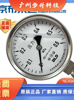 BLD北京布莱迪压力表YTHN-100不锈钢耐震螺纹M20*1.5水压油压气压