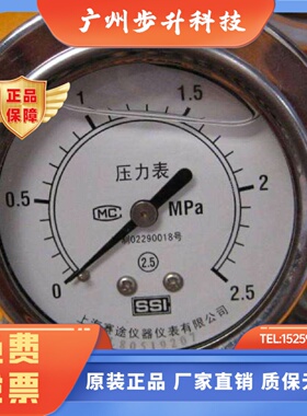 SSI上海赛途压力表YTHN63ZT不锈钢轴向带边耐震压力表螺纹M14*1.5