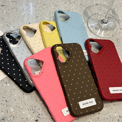 韩系纯色波点爱心镜头适用ihone16promax苹果15p手机壳14新款13