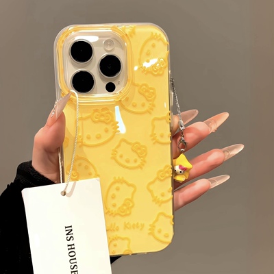 创意ins满屏线条猫咪适用iphone1promax苹果16pr手机壳新款14pro