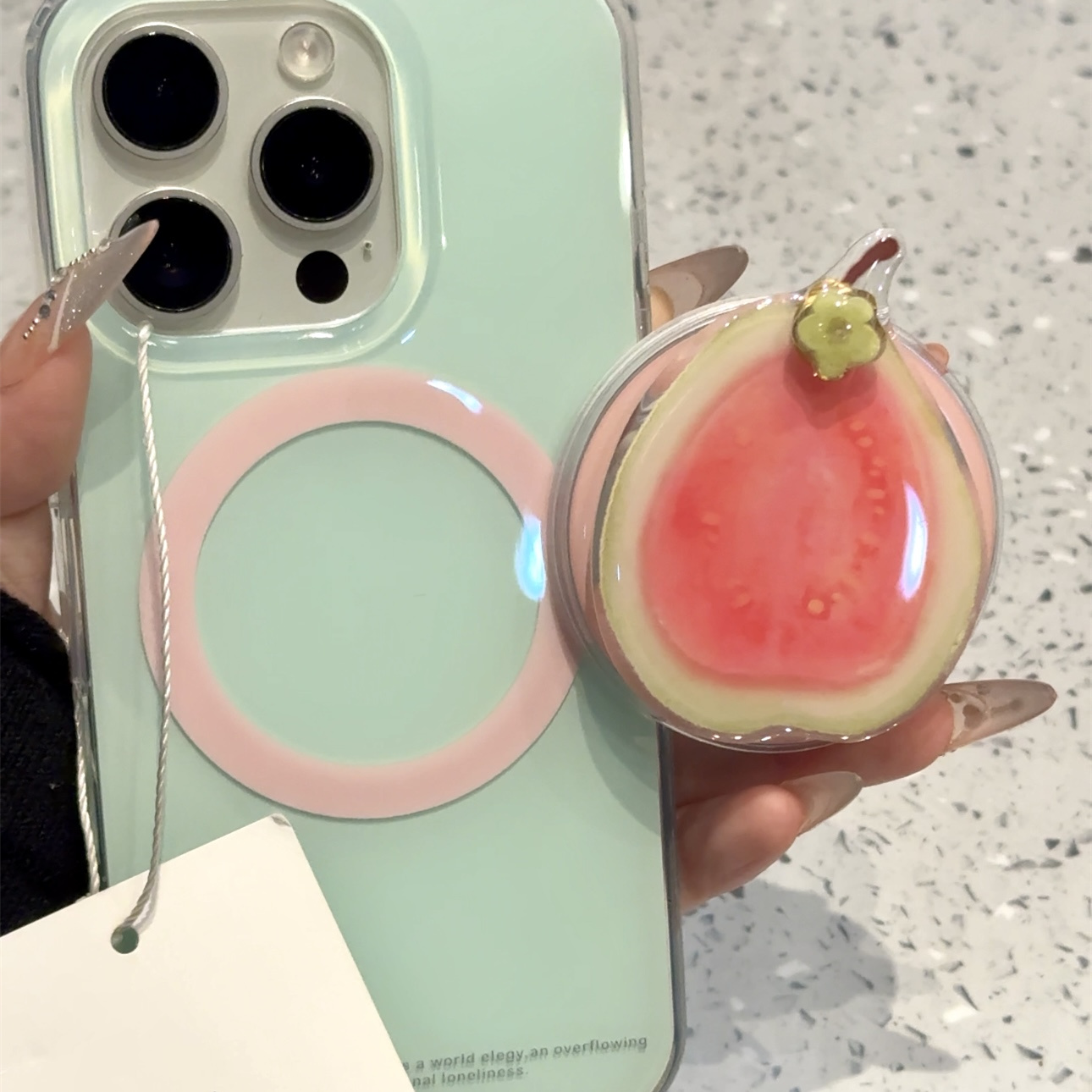 简约薄荷绿半颗芭乐适用iphone16promax手机壳苹果15pro磁吸14/13