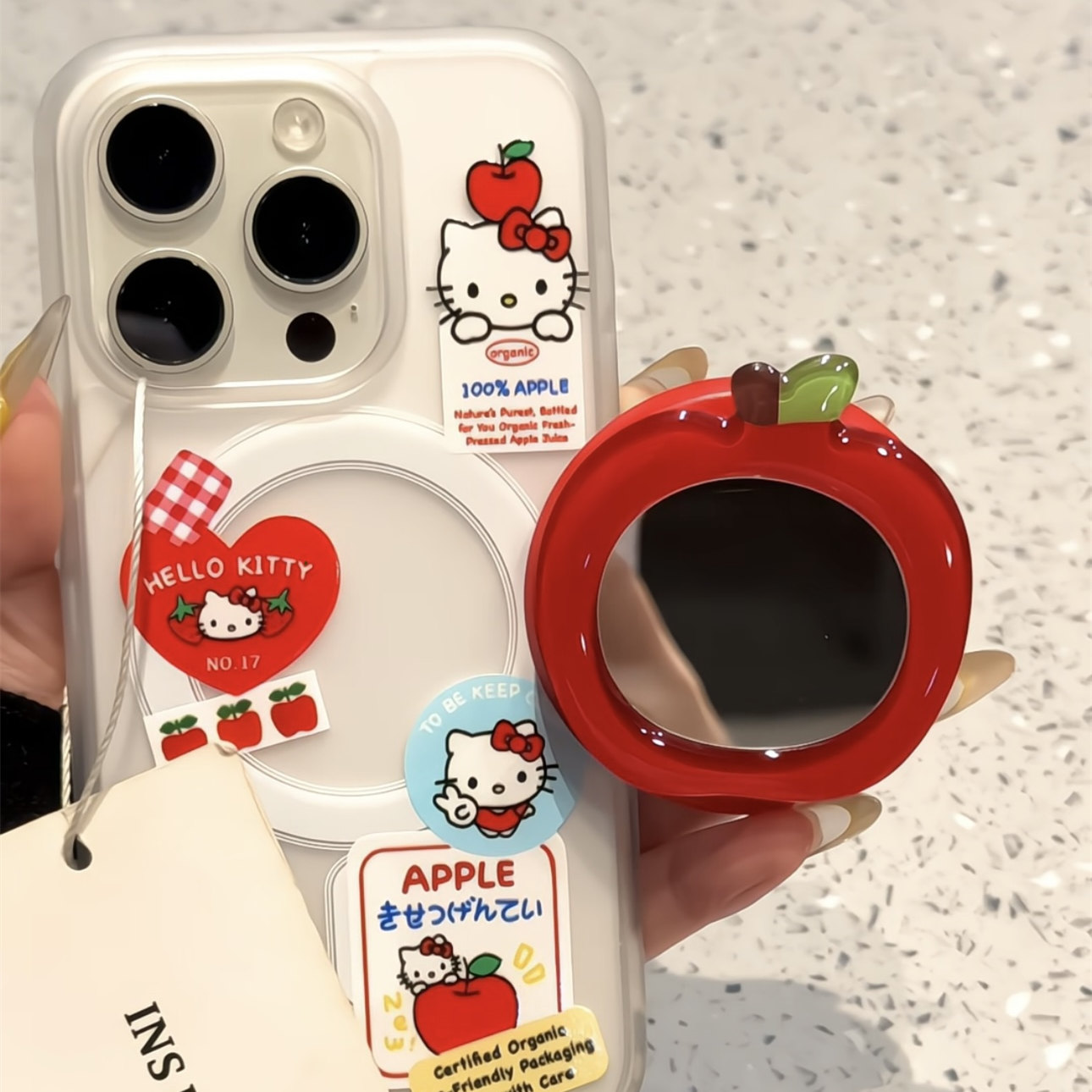 镜面红苹果磁吸支架适用iphone16promax苹果15pro手机壳14新款13