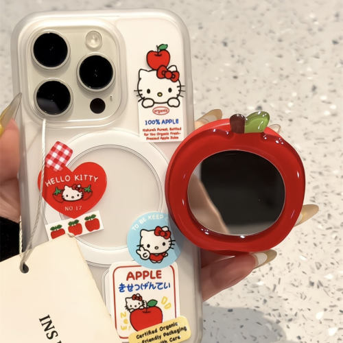镜面红苹果磁吸支架适用iphone17promax苹果16pro手机壳15新款13