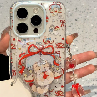 ins可爱蝴蝶结苹果猫咪适用ihone16promax苹果15pr手机壳14新款13