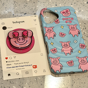 卡通爱心转转小猪适用ihone16promax苹果15pro手机壳14新款13磁吸