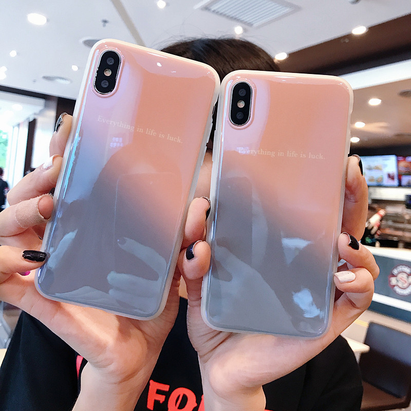 ¶¶ÒôÍøºì½¥±äÀ¶¹âÆ»¹ûxÊÖ»ú¿Çiphone7plus¹è½ºÌ×·Àˤ6sÈí¿Ç8pÅ®¿î