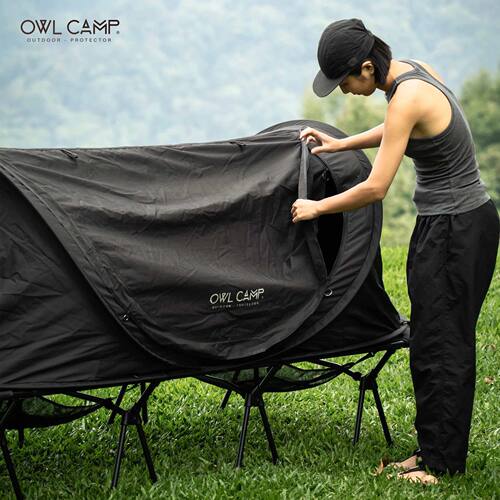 OWL CAMP ZERO mini 单人行军床抛帐棉布帐篷透气保暖速开帐
